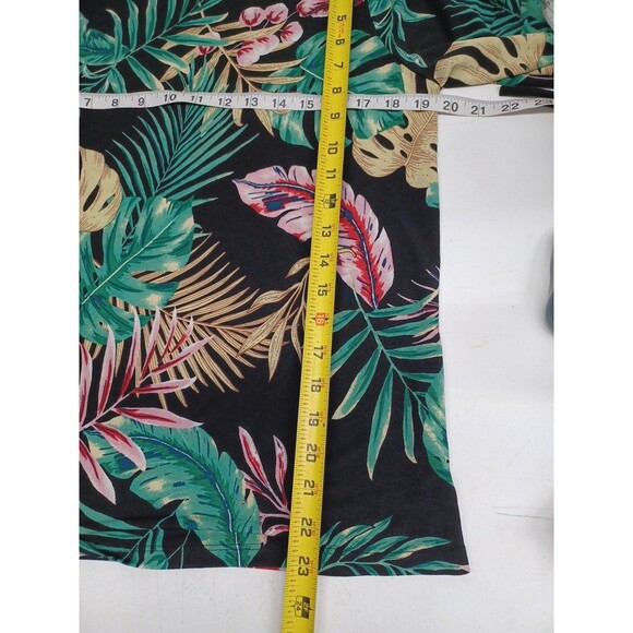 Lavish Womens Black Ruched Short Sleeve Top Floral Tropical Sz L - Picture 7 of 9